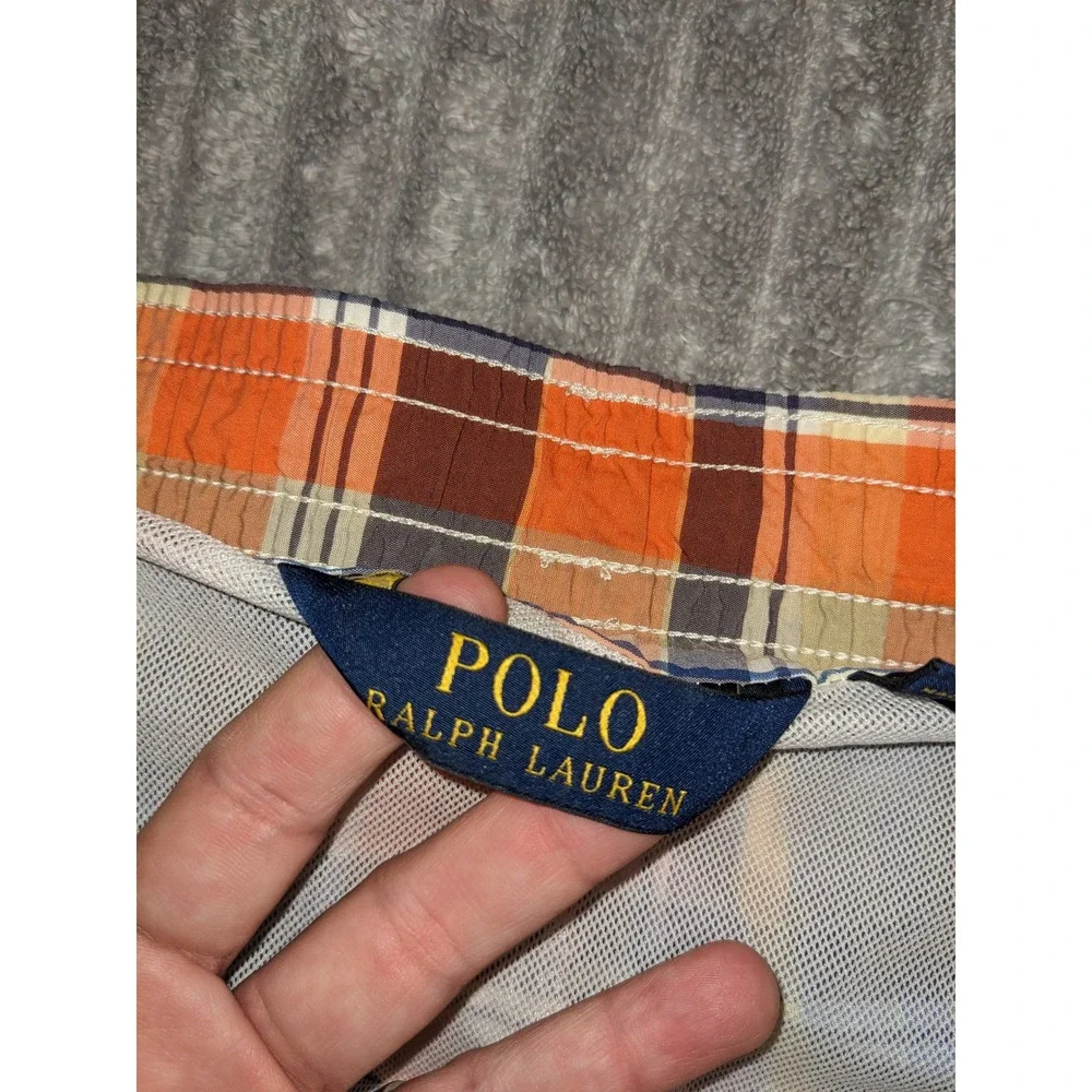 Polo Ralph Lauren Swim Trunks Plaid Drawstring Swimwear Mesh Lining Shorts‎ L